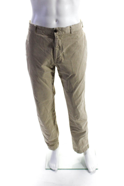 Brooks Brothers Mens Flat Front Straight Khaki Chino Pants Beige Tan Size 36x32