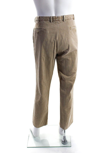 Peter Millar Mens Cotton Flat Front Straight Leg Khaki Pants Light Brown Size 36