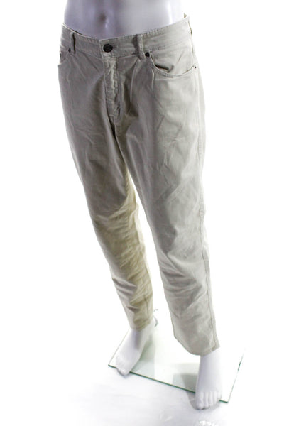 Peter Millar Mens Flat Front Slim Straight Leg Khaki Pants Light Beige Size 36
