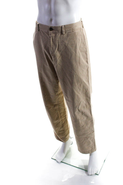 346 Brooks Brothers Mens Flat Front Straight Leg Pants Light Brown Size 36x32