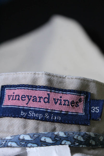 Vineyard Vines Mens Flat Front 8" Inseam Khaki Chino Shorts Beige Gray Size 35