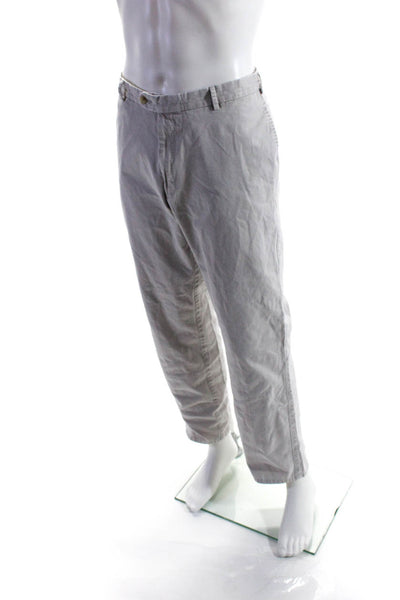 Peter Millar Mens Flat Front Straight Leg Chino Khaki Pants Light Gray Size 36