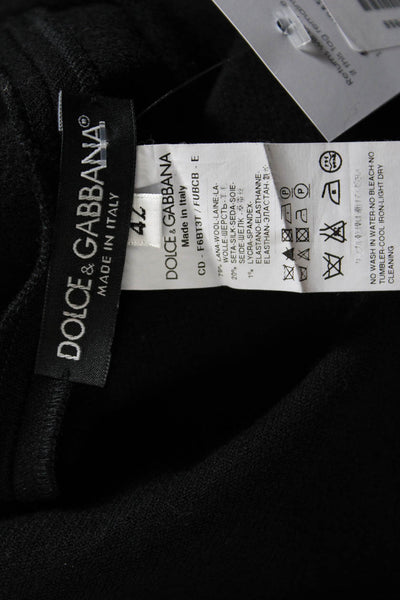 Dolce & Gabbana Womens Black Wool Crew Neck Front Pocket Shift Dress Size 42