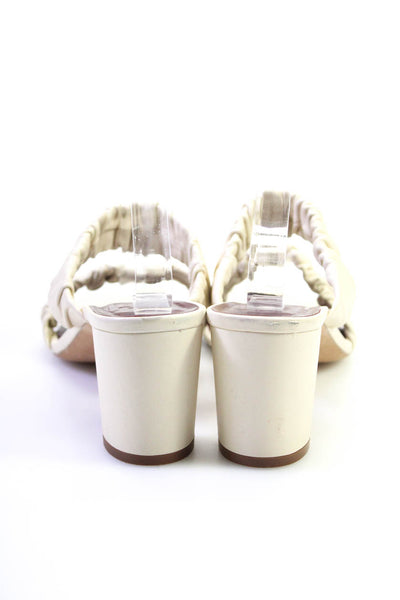 Staud Women's Double Strap Block Heel Mule Sandals Ivory Size 38