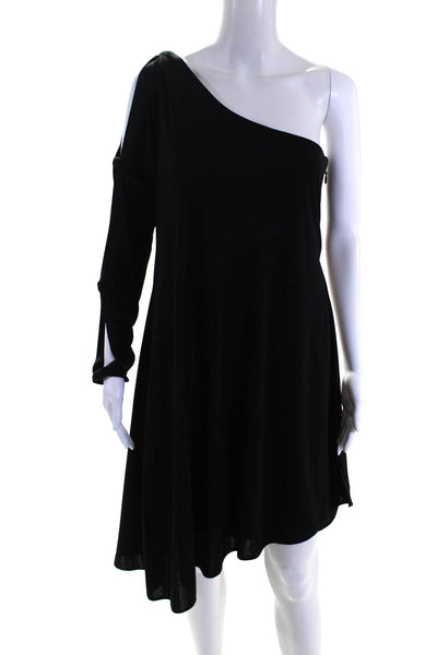 BCBGMAXAZRIA Women's One Shoulder Cutout Shift Dress Black Size M