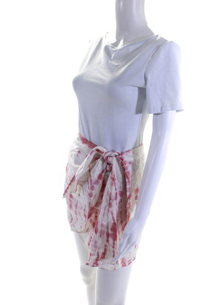 Free People Women's Tie-Dye Print Wrap Skirt Pink Size 10