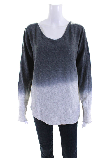 Fate. Women's V-Neck Long Sleeve Ombre Print Knit Top Gray Size M