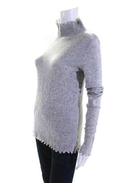 Fate Women's Wool Long Sleeve Raw Edge Turtleneck Knit Top Gray Size L