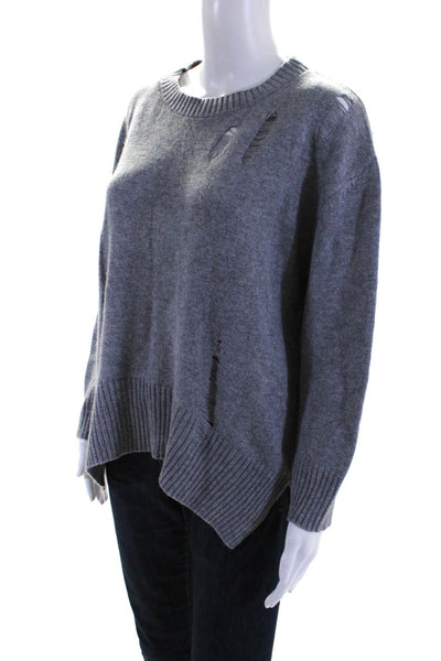 Olivaceous Women's Distressed Long Sleeve Pullover Sweater Gray Size S