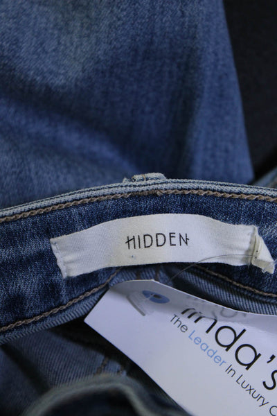 Hidden Women's Mid Rise Raw hem Ribbon Trim Jeans Blue Size 30