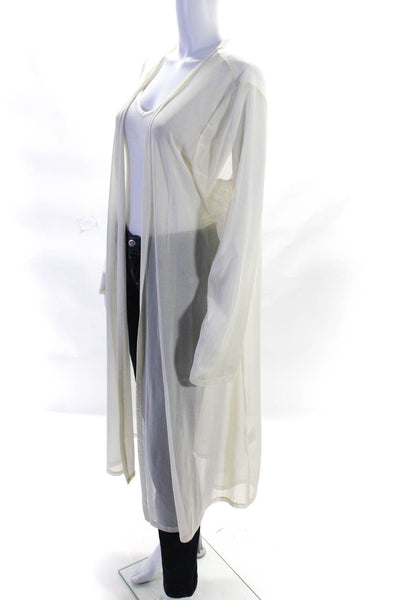 Origami Womens Long Sheer Mesh Open Front Robe Cardigan Ivory Size Medium