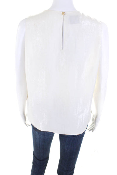 Peter Som Womens White Textured Crew Neck Sleeveless Blouse Top Size S