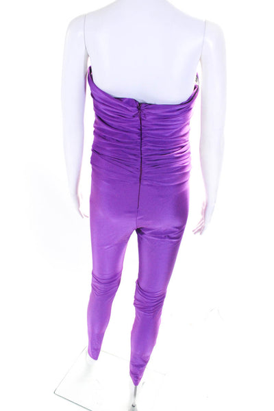 Ronny Kobo Womens Back Zip Strapless Cut Out Amir Stretch Jumpsuit Purple Size L