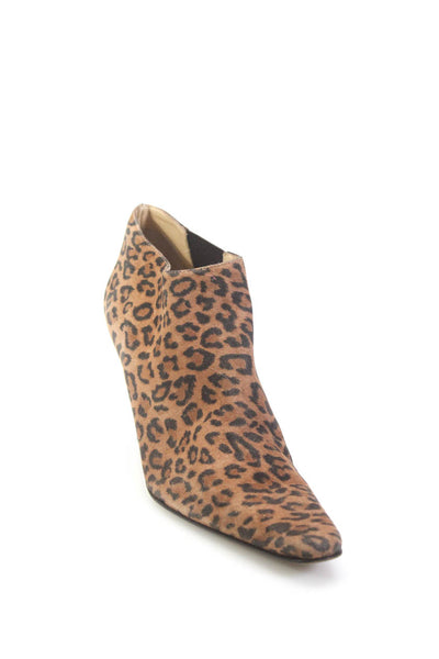 Isaac Isaac Mizrahi Womens Animal Print Pointed Toe Booties Brown Size 9B