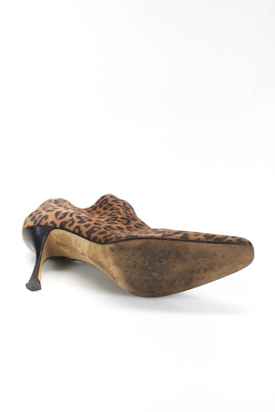 Isaac Isaac Mizrahi Womens Animal Print Pointed Toe Booties Brown Size 9B