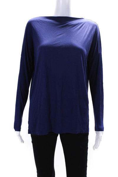 Vince Womens Cowl Neck Long Sleeve Side Slit Pullover Blouse Top Blue Size XS