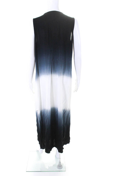 XCVI Womens Ombre Gradient Dip Dye Sleeveless Midi Dress Blue White Size Medium