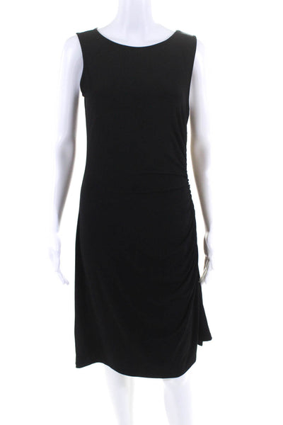 Michael Michael Kors Womens Ruched Sleeveless Midi Sheath Dress Black Size 8