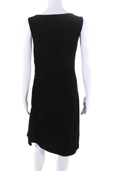 Michael Michael Kors Womens Ruched Sleeveless Midi Sheath Dress Black Size 8