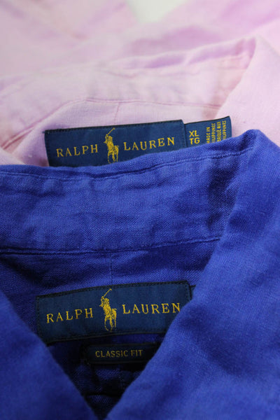 Ralph Lauren Mens Classic Fit Button Down Shirts Pink Size Extra Large Lot 2