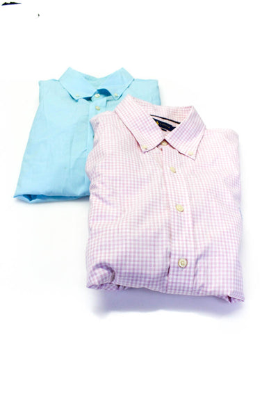 Ralph Lauren Mens Dress Shirts Blue Pink Cotton Size Extra Large Lot 2
