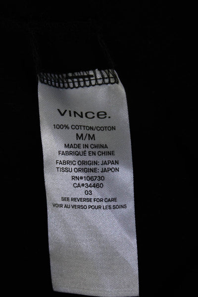 Vince Women's Cotton Long Sleeve Crewneck Stretch Tee Black Size M