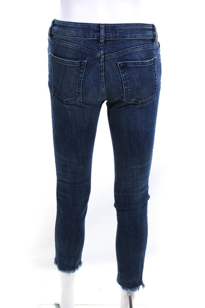 DL 1961 Womens Cotton Buttoned Fringed Hem Straight Leg Jeans Blue Size EUR26