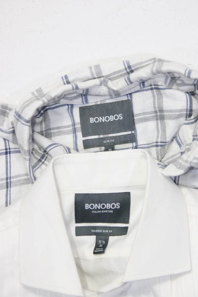 Bonobos Mens Cotton Pleated Striped Buttoned Collared Tops White Size M 34 Lot 2