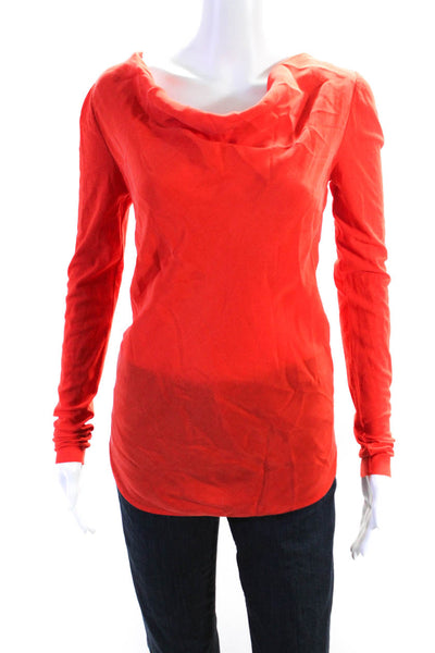 COS Womens Long Sleeve Cowl Boat Neck Top Blouse Red Size 4