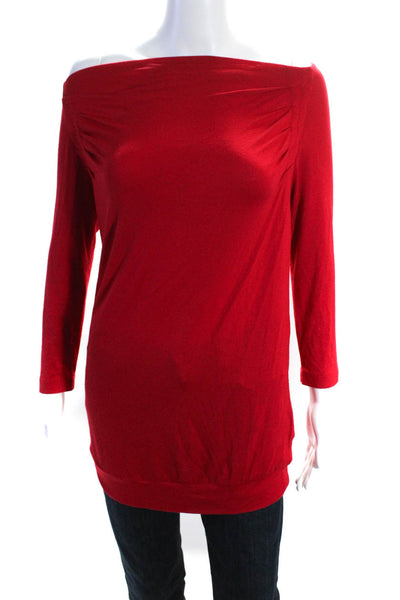 Escada Sport Womens 3/4 Sleeve Cowl Neck Jersey Tunic Blouse Red Size XS