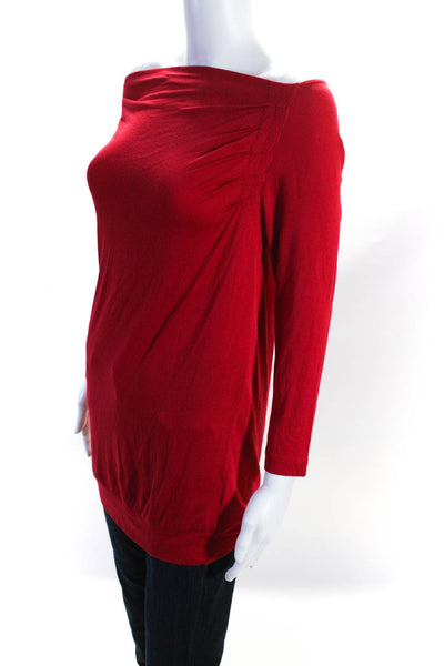 Escada Sport Womens 3/4 Sleeve Cowl Neck Jersey Tunic Blouse Red Size XS