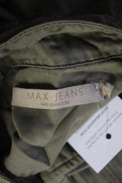 Max Jeans Womens High Neck Long Sleeve Zip Up Cargo Jacket Olive Size M