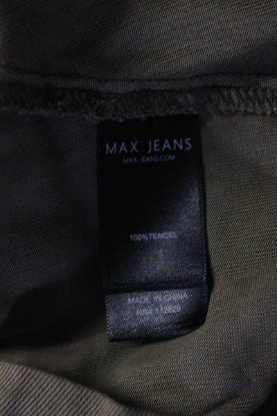 Max Jeans Womens High Neck Long Sleeve Zip Up Cargo Jacket Olive Size M