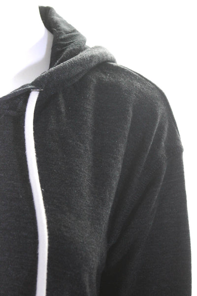 Splendid Womens Front Zip Hooded Sweatshirt Gray Black Size Extra Small