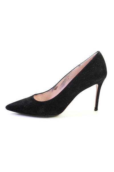 Celine Womens Pointed Toe Slip On Stiletto Pumps Black Suede Size 40 10