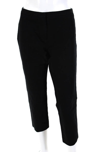 Theory Womens Flat Front Mid Rise Cropped Slim Skinny Dress Pants Black Size 8