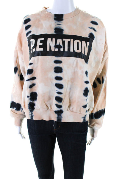 PE Nation Womens Oversized Tie Dyed Logo Sweatshirt Brown Black Size Extra Small
