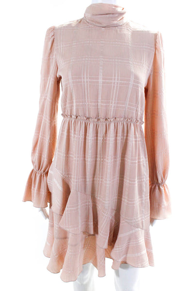 See by Chloe Womens Smokey Pink Tie Back Long Sleeve Tiered Dress Size 36