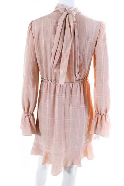 See by Chloe Womens Smokey Pink Tie Back Long Sleeve Tiered Dress Size 36