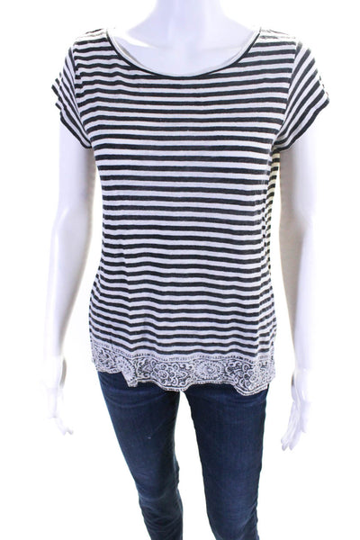 Calypso Saint Barth Women's Striped Shirt Sleeve T-shirt Black/ White Size S