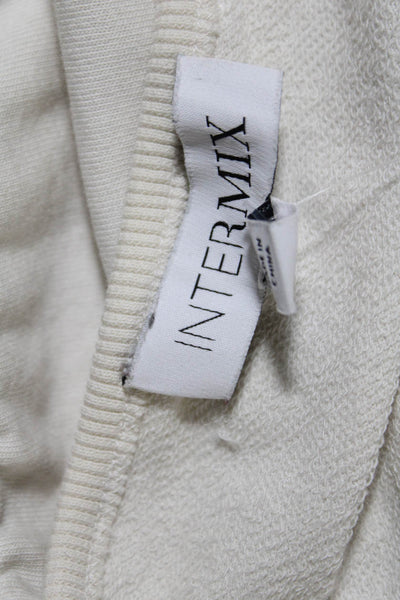 Intermix Women's Cotton Blend Scoop Neck Pullover Sweater Off White Size L