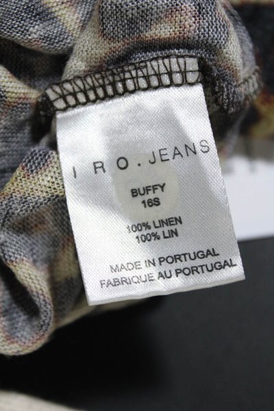 IRO Jeans Womens Knit Leopard Print Round Neck Short Sleeve Shirt Brown Size S