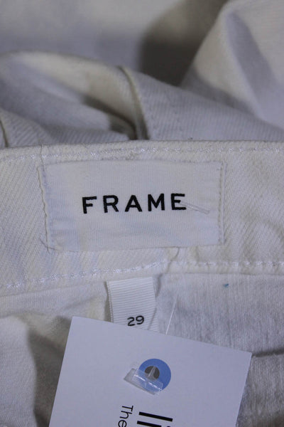 Frame Womens Cotton Denim White Wash Straight Leg Slouch Jeans White Size 29