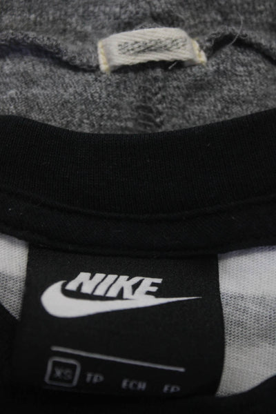 Nike Monrow Womens Logo Striped Tee Shirts White Gray Black Size XS Lot 2