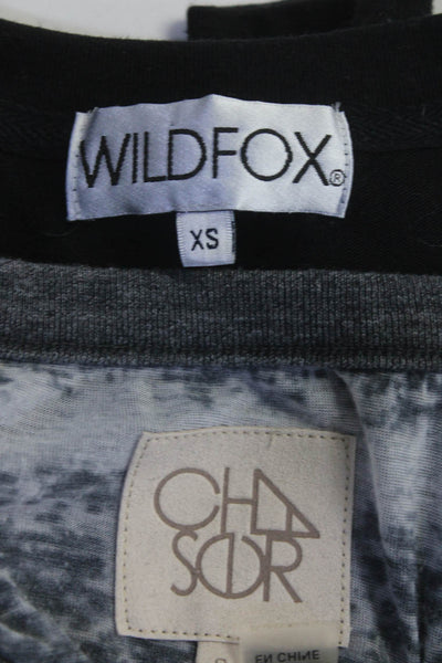 Chaser Wildfox Womens Tee Shirt Sweatshirt Black Gray Size XS Small Lot 2