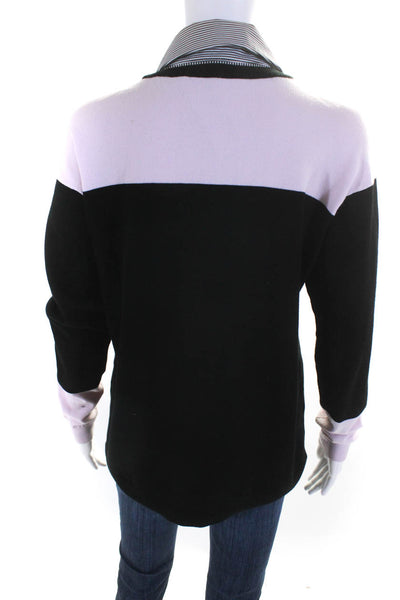 Per Se Women's Colorblock Layered Pullover Sweater Black Size M
