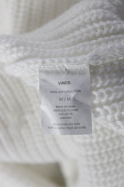 Vince Women's Directional V Neck Cotton Pullover Sweater White Size M