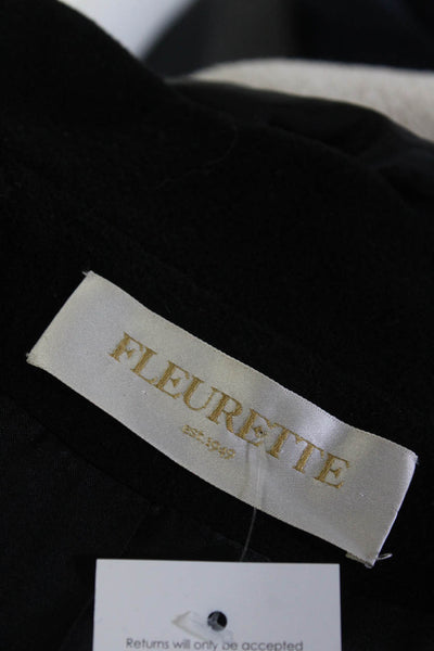 Fleurette Womens High Neck Snap Fleece Peacoat Jacket Black Wool Size 4