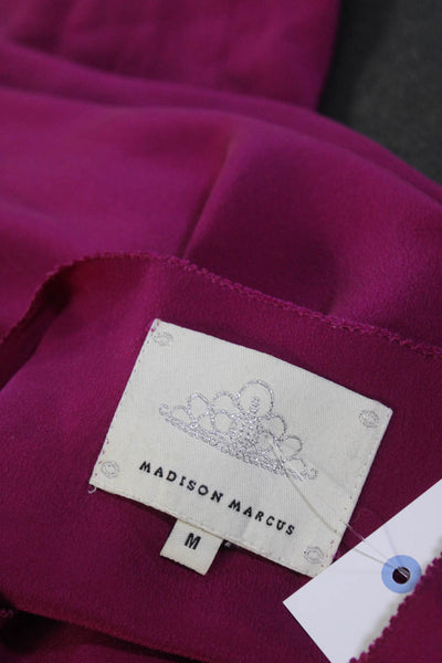 Madison Marcus Womens Lace Silk Layered Sleeveless Top Blouse Magenta Medium