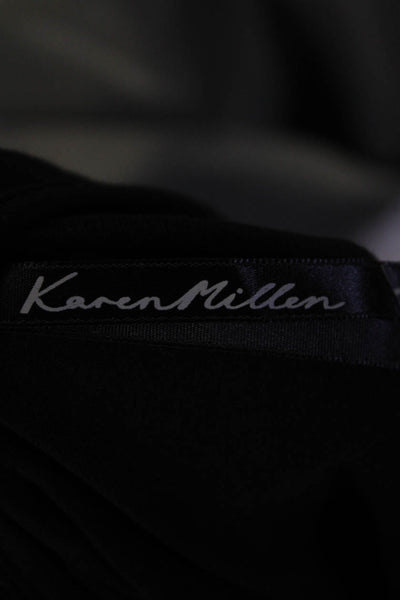 Karen Millen Womens Laced Flounce Long Sleeve Floral Blouse Top Black Size 4